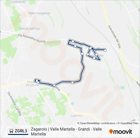 Percorso linea bus ZGRL3