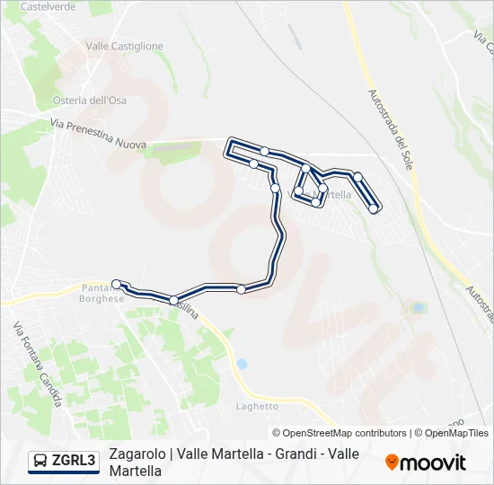 Percorso linea bus ZGRL3