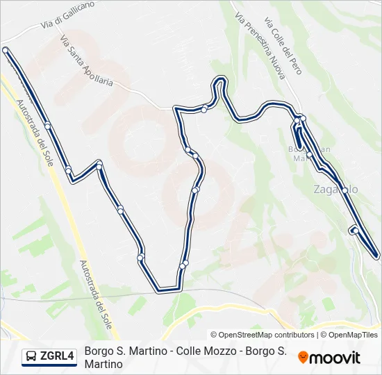 Percorso linea bus ZGRL4