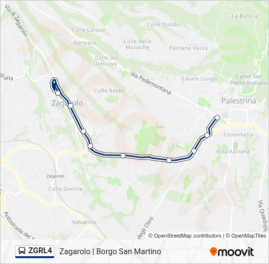 Percorso linea bus ZGRL4