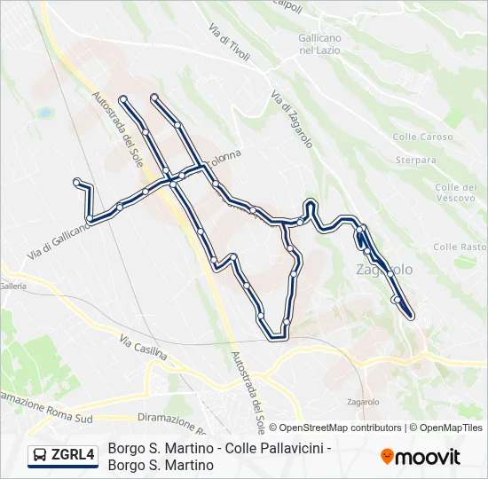 Percorso linea bus ZGRL4
