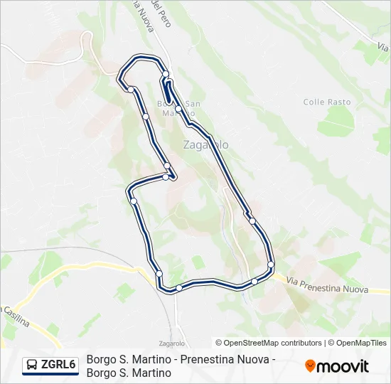 Percorso linea bus ZGRL6