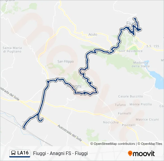 Percorso linea bus LA16