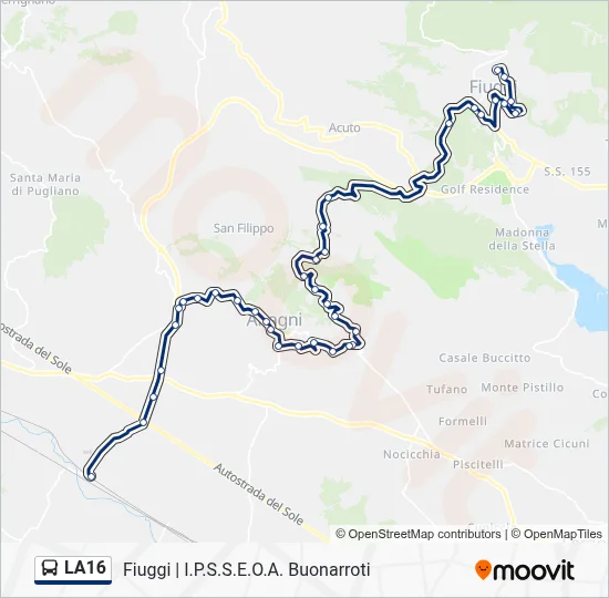 Percorso linea bus LA16