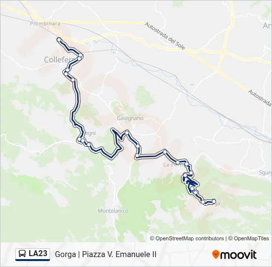 Percorso linea bus LA23