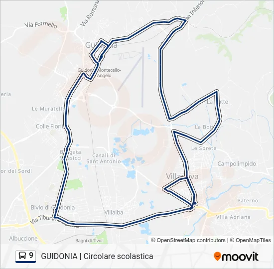 Percorso linea bus 9