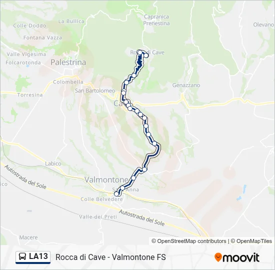 Percorso linea bus LA13