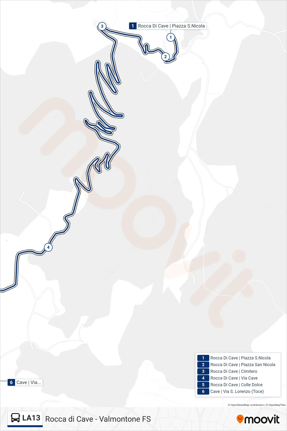 Linea LA13 bus (Contrada Toce) - Percorsi e fermate sulla mappa
