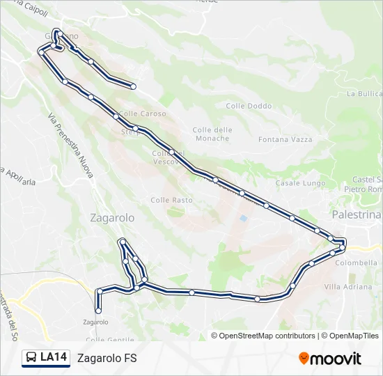 Percorso linea bus LA14