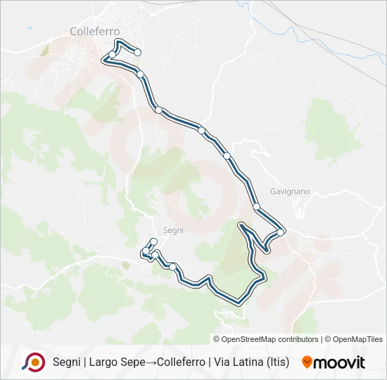 Percorso linea bus COTRAL