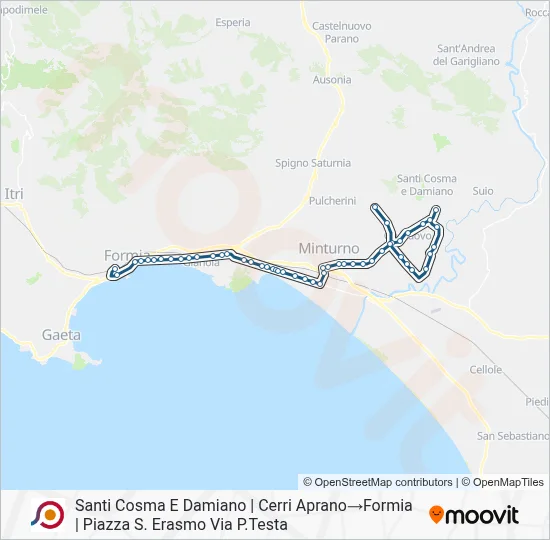 Percorso linea bus COTRAL