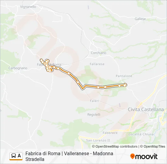 Percorso linea bus A