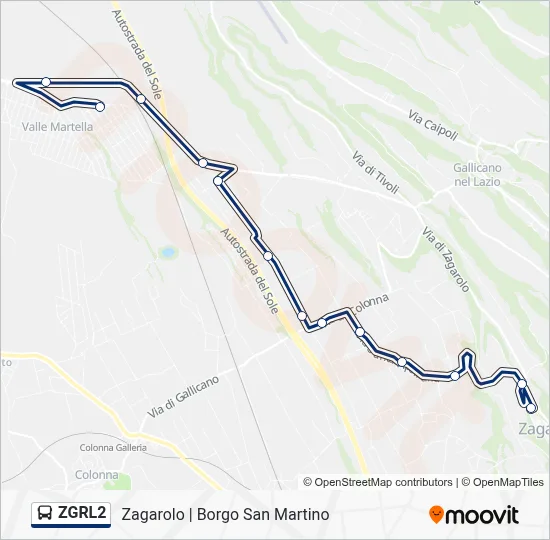 Percorso linea bus ZGRL2
