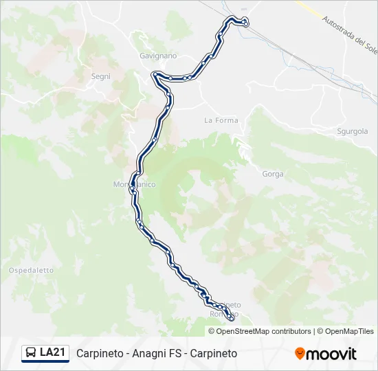 Percorso linea bus LA21