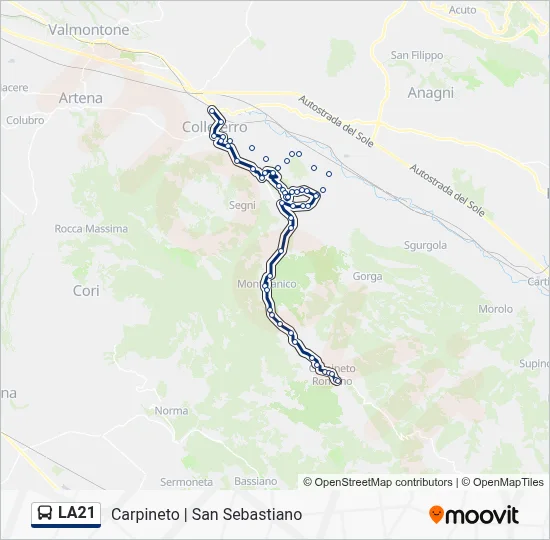 Percorso linea bus LA21