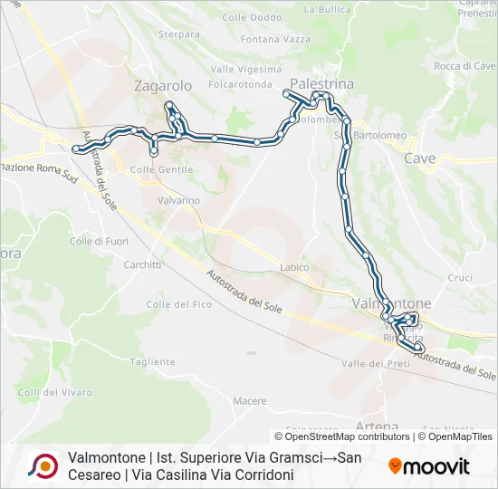 Percorso linea bus COTRAL