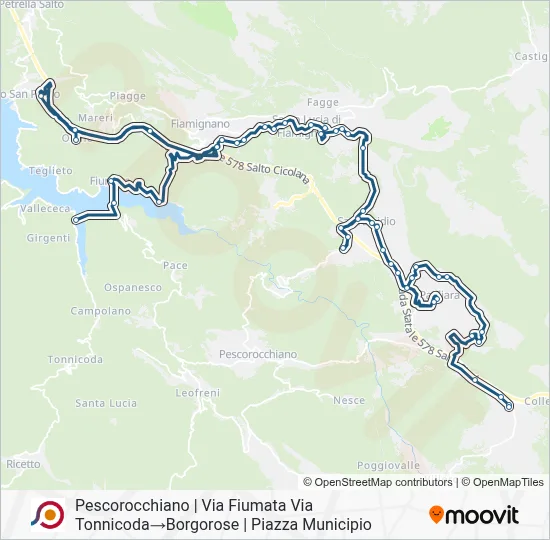 Percorso linea bus COTRAL