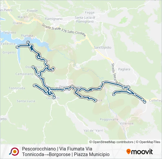 Percorso linea bus COTRAL
