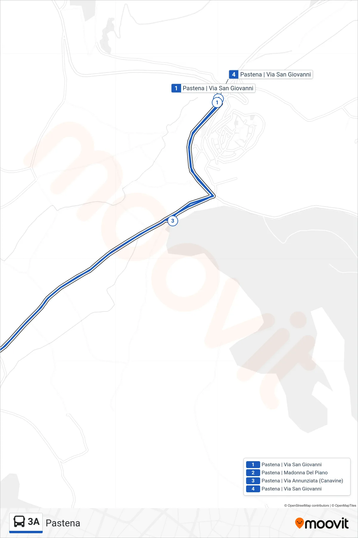 Linea 3A bus (Pastena) - Percorsi e fermate sulla mappa