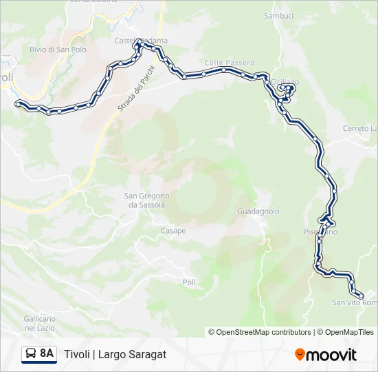 Percorso linea bus 8A