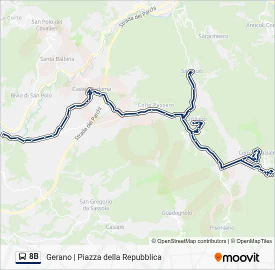 Percorso linea bus 8B