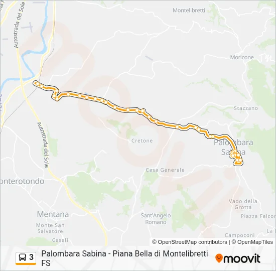 Percorso linea bus 3