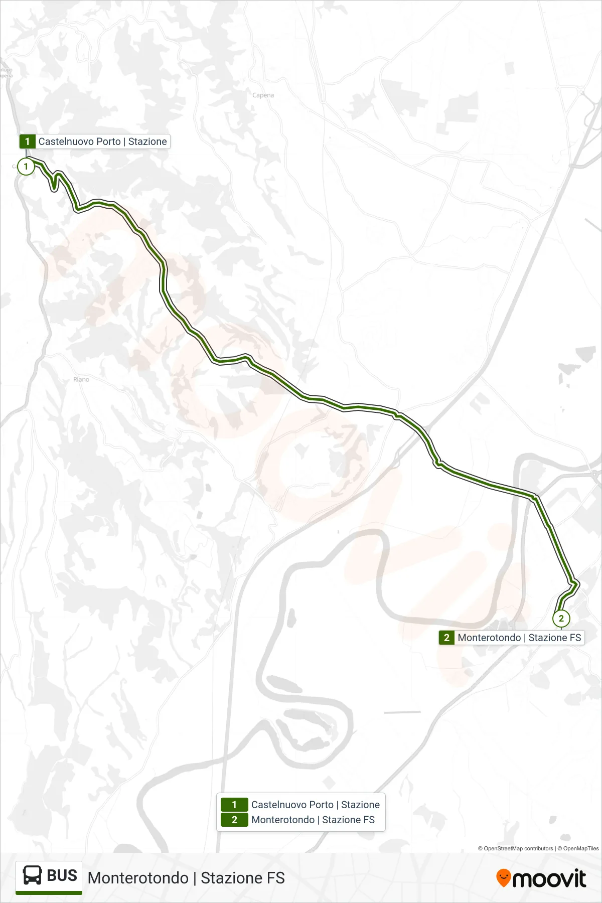 Linea BUS tram (Monterotondo | Stazione FS) - Percorsi e fermate sulla mappa