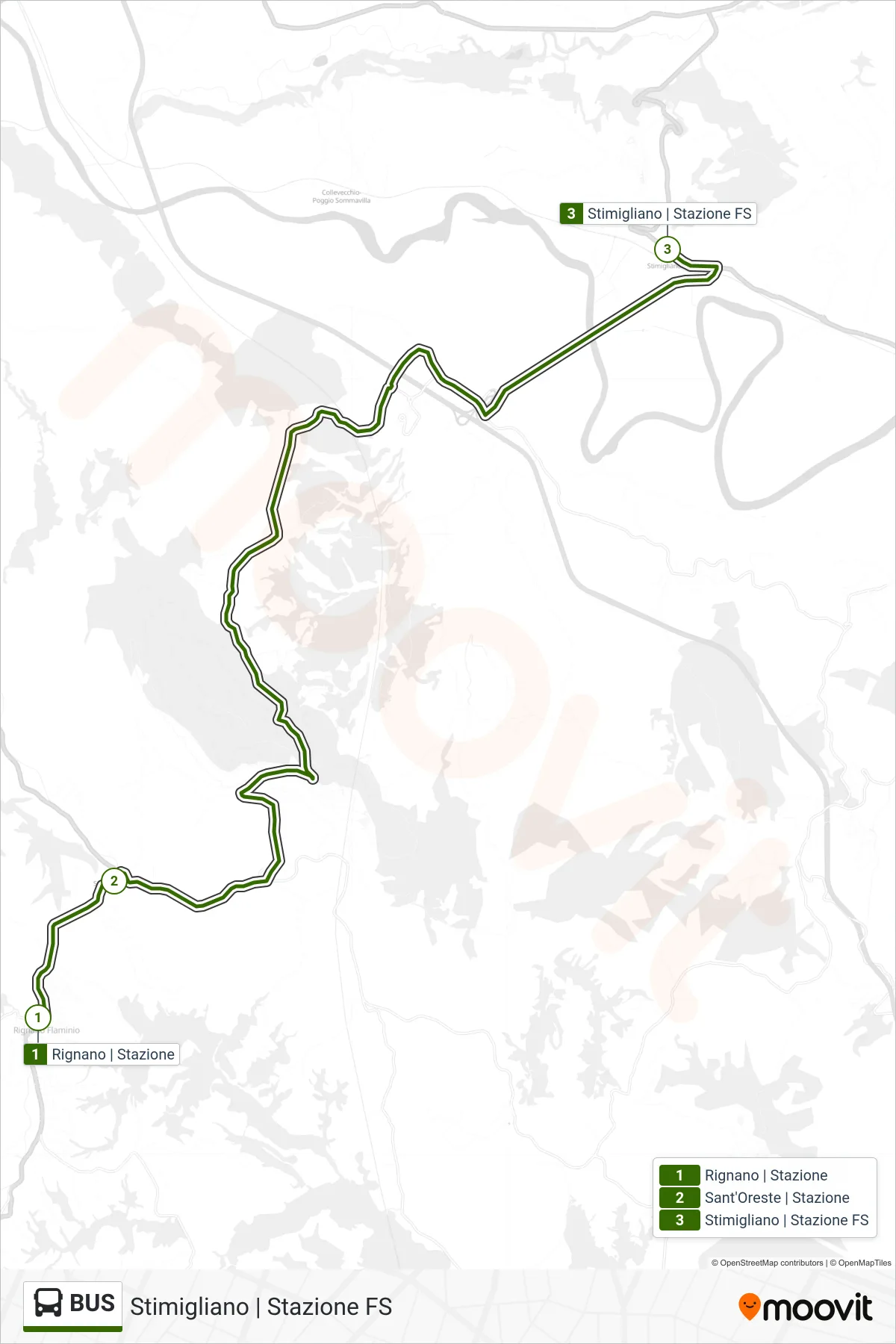 Linea BUS tram (Stimigliano | Stazione FS) - Percorsi e fermate sulla mappa