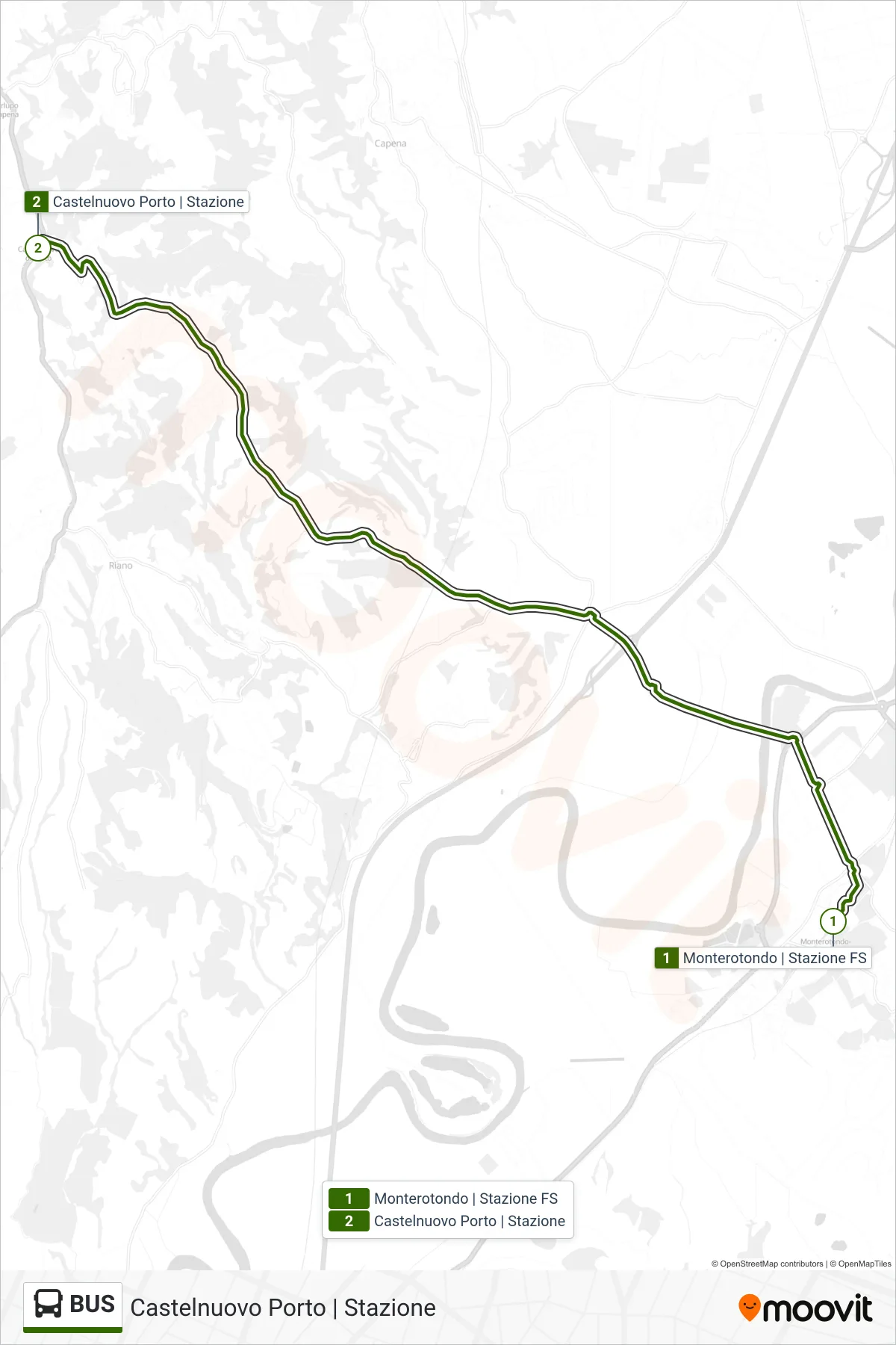 Linea BUS tram (Castelnuovo Porto | Stazione) - Percorsi e fermate sulla mappa