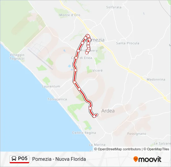 Percorso linea bus PO5