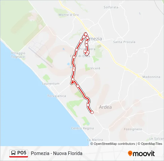 Percorso linea bus PO5