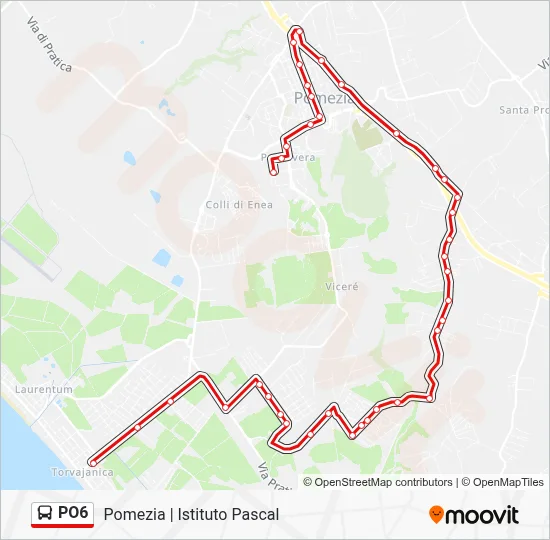 Percorso linea bus PO6
