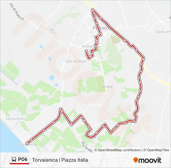 Percorso linea bus PO6