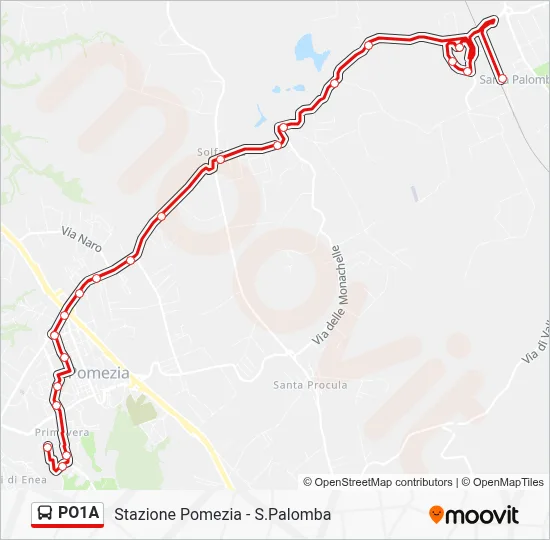 Percorso linea bus PO1A