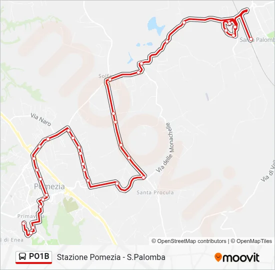 Percorso linea bus PO1B