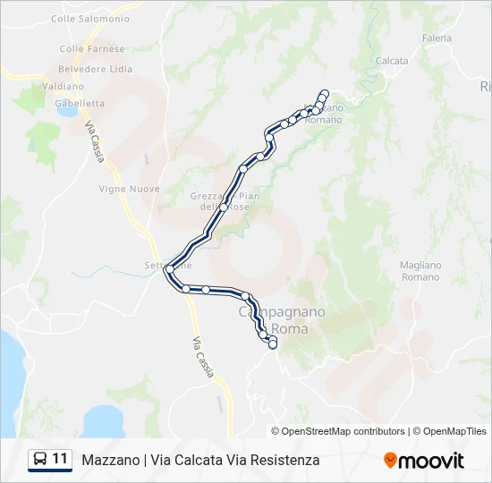 Percorso linea bus 11