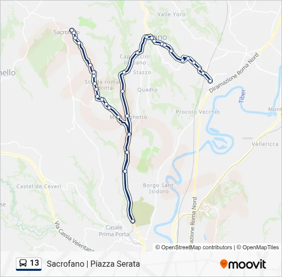 Percorso linea bus 13