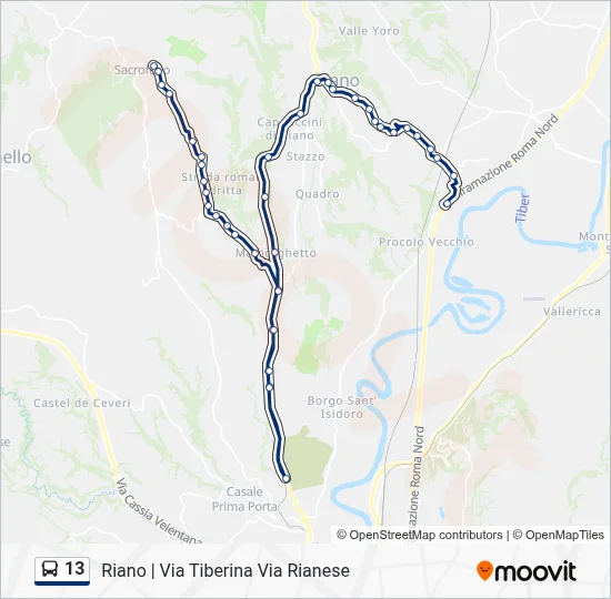 Percorso linea bus 13