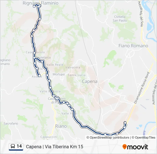 Percorso linea bus 14