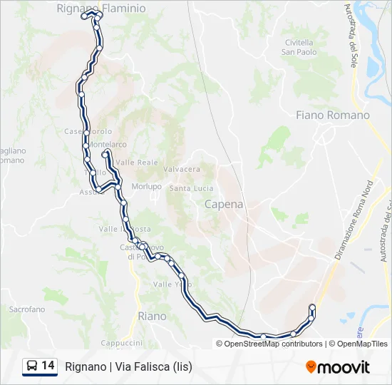 Percorso linea bus 14