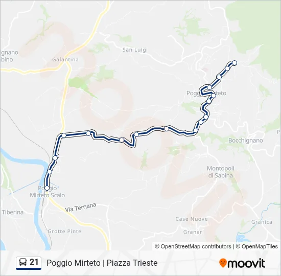 Percorso linea bus 21