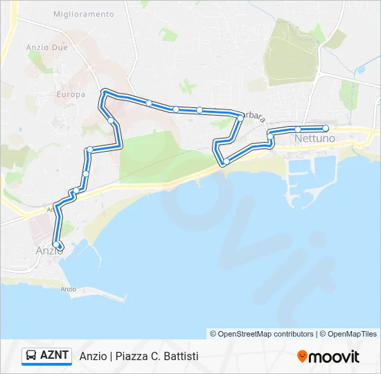 Percorso linea bus AZNT