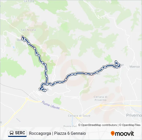 Percorso linea bus SERC