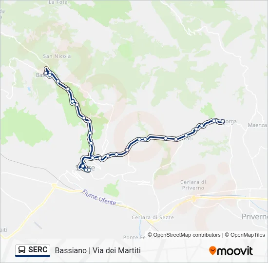Percorso linea bus SERC