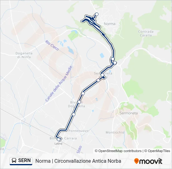 Percorso linea bus SERN