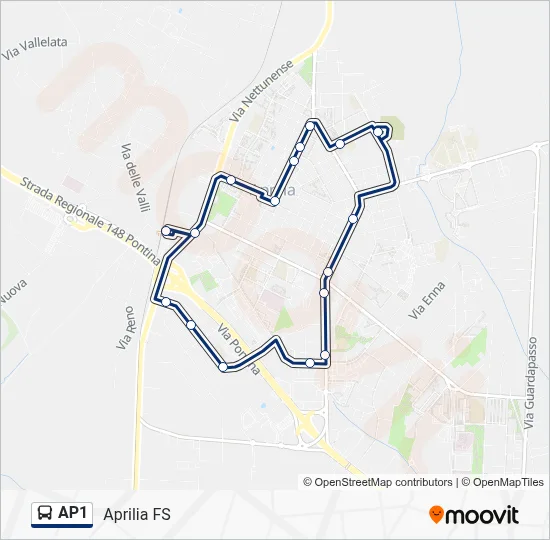 Percorso linea bus AP1