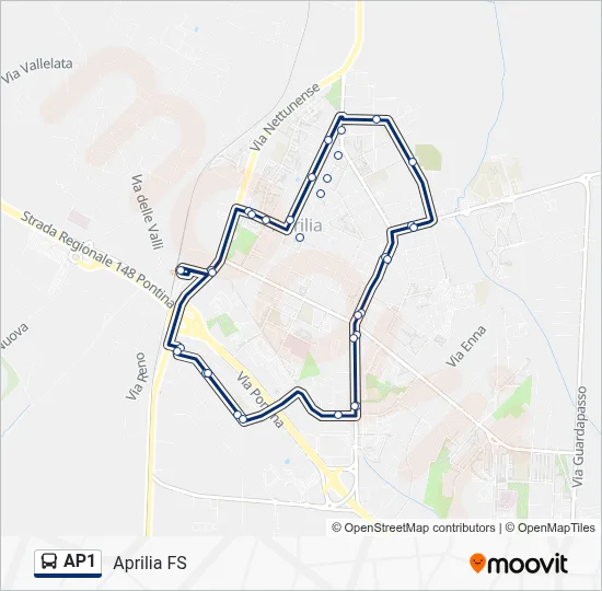 Percorso linea bus AP1