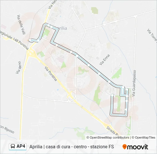 Percorso linea bus AP4
