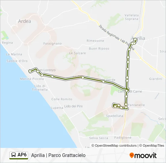 Percorso linea bus AP6