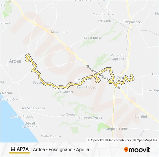 Percorso linea bus AP7A